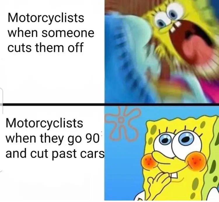 155 spongebob motorcyclist meme 250+ SpongeBob Memes of All Time