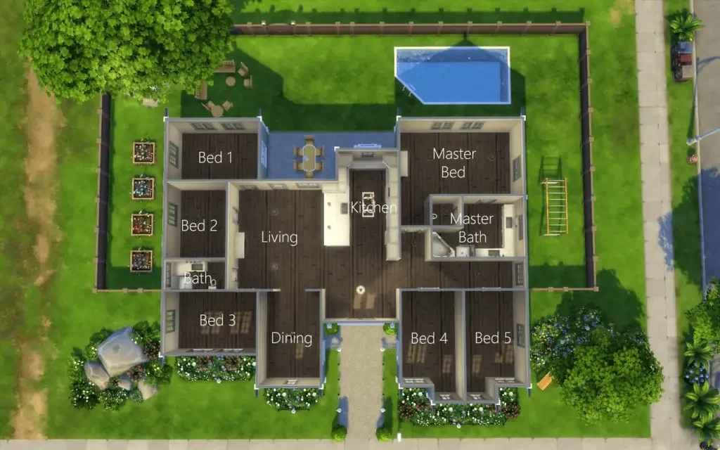 30×20 Lot 6 Bedroom 4 Bathroom 1 10 Different Floor Plans To Build in Sims 4