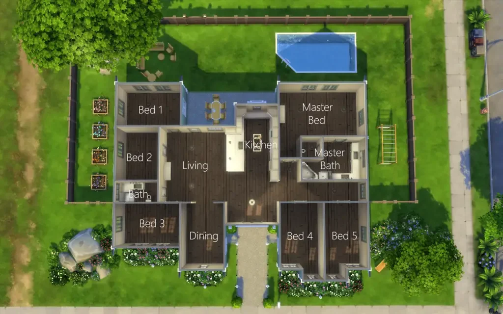 40 x 30 Foot Lot Five Bedrooms and Four Bathrooms 10 Different Floor Plans To Build in Sims 4