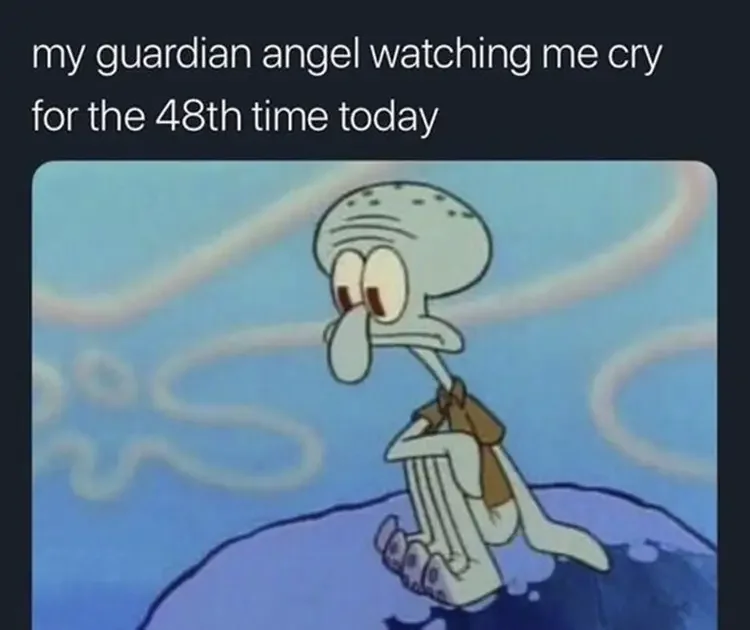 054 guardian angel watching me 135+ Best Squidward Memes of All Time