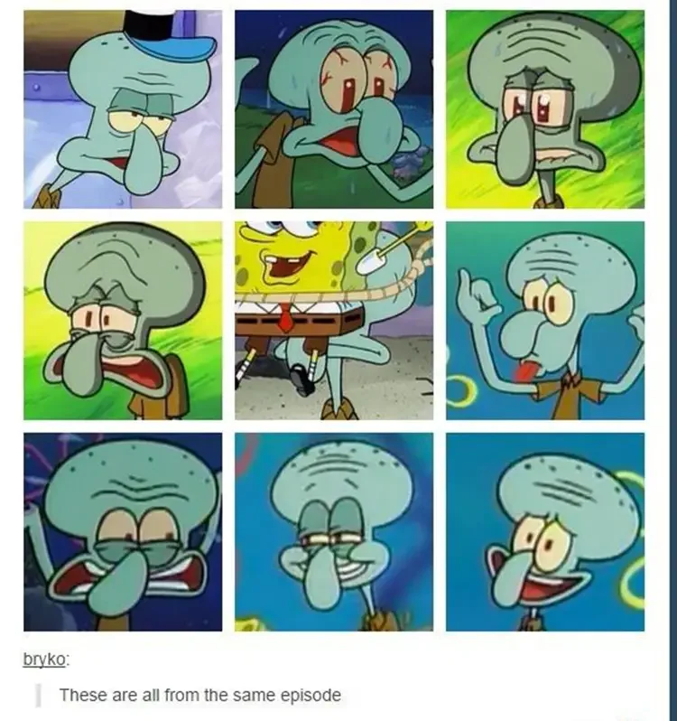 070 squidward emotions same episode 135+ Best Squidward Memes of All Time