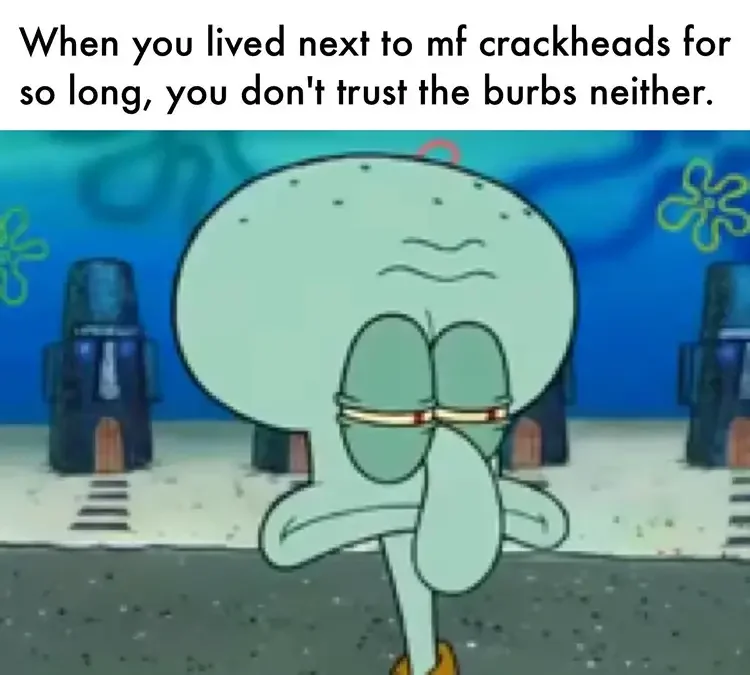 106 squidward dont trust the burbs 135+ Best Squidward Memes of All Time