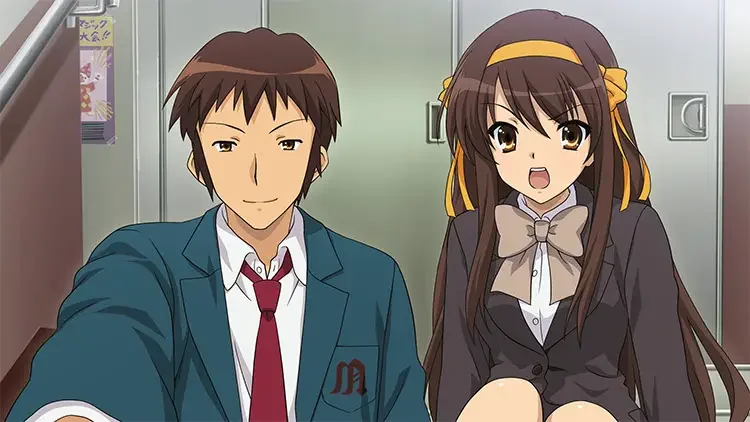11 suzumiya haruhi and kyon the melancholy of haruhi suzumiya anime 38 Cute Anime Couples With the Strongest Bonds