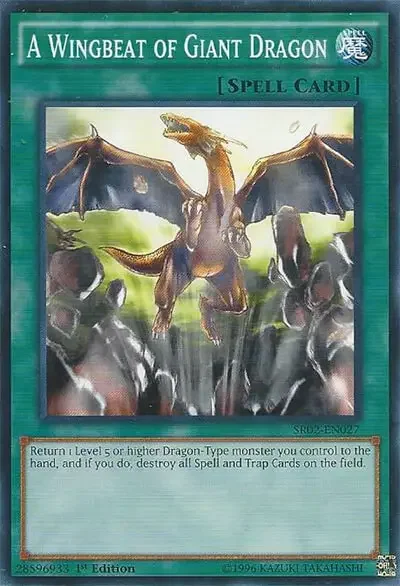 13 a wingbeat of giant dragon card 1 18 Best Cards in Seto Kaiba’s Deck in Yu-Gi-Oh!