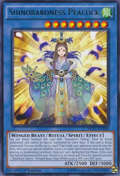 17 shinobaroness peacock card yugioh 1 35 Most Iconic Female Cards in Yu-Gi-Oh!