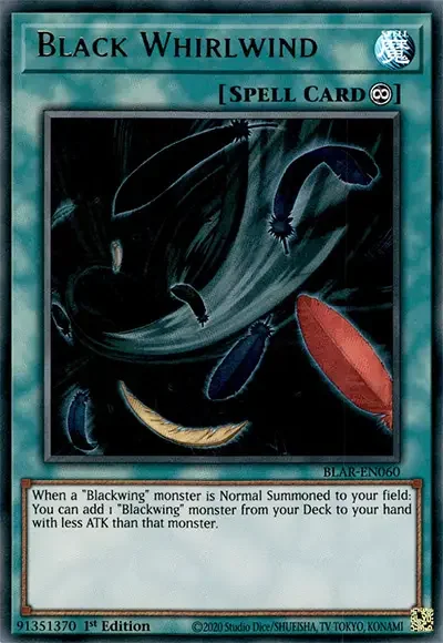 02 black whirlwind ygo card 18 Best Blackwing Monsters Cards in Yu-Gi-Oh!