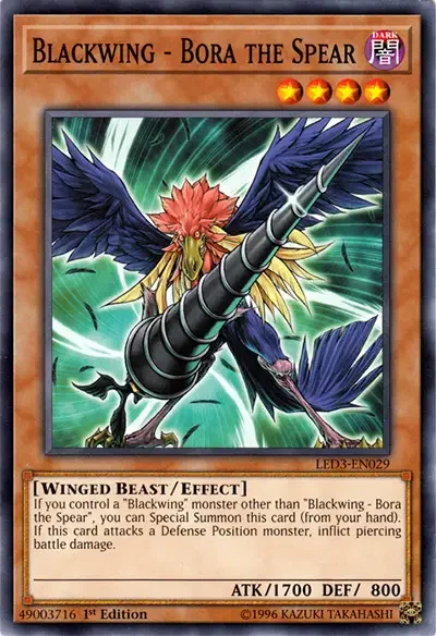 06 blackwing bora the spear ygo card 18 Best Blackwing Monsters Cards in Yu-Gi-Oh!