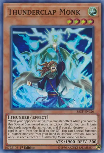 06 thunderclap monk ygo card 1 18 Best Thunder Type Monsters In Yu-Gi-Oh!