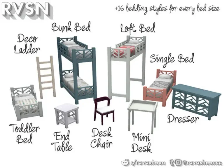 RVSN Sims Thats What She Bed Bunk Bed Series 768x576 cc creator Best Sims 4 CC Creators
